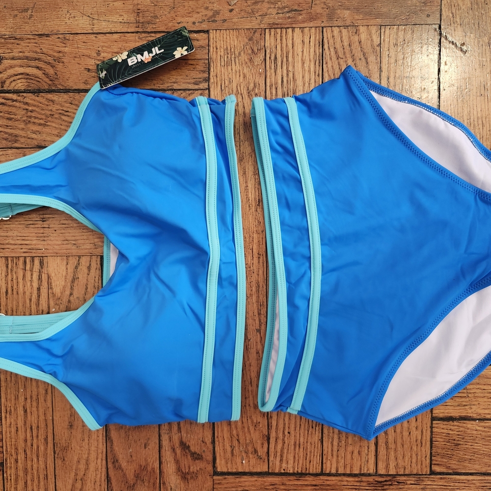Blue and Aqua Two-Piece Swimsuit